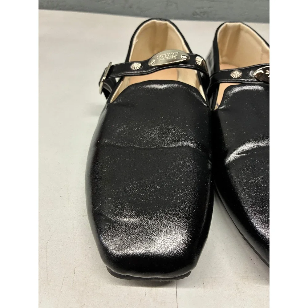 Boevdu Aainilyo Square Toe Studded Mary Jane Loafers Flats Womens 10 Black Strap